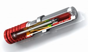 Schnittgrafik zeigt die Konstruktion der Kleinstossdaempfer